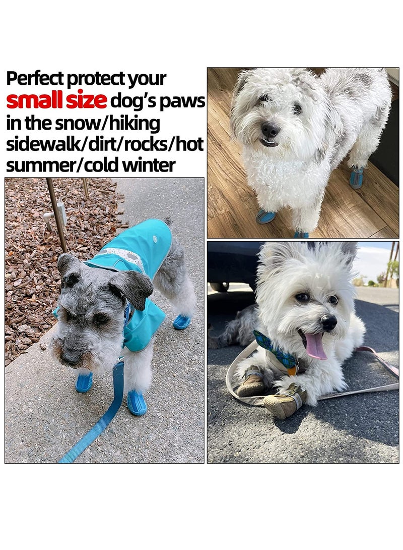 أحذية الكلب 4 قطعة رقم 2 المضادة للانزلاق ، نفاذية الهواء للماء أحذية الكلب ينطبق على الكلاب الصغيرة أحذية مخلب حامي مع انعكاس الضوء قابل للتعديل سستة الكلب المشي لمسافات طويلة أحذية تناسب سطح الطريق - Image 4